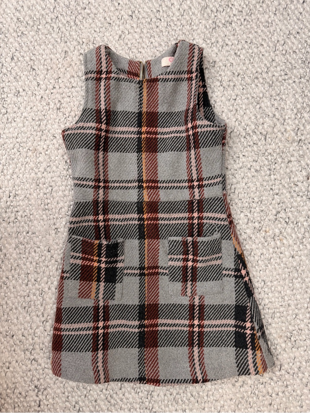 Gianni Bini Grey Plaid Sleeveless A-Line Dress with Patch Pockets